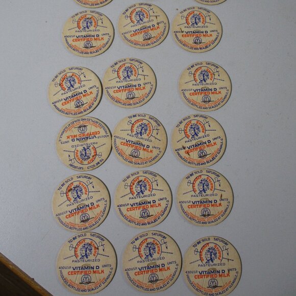 Lot of 21 Vintage Opekasit Farms Dairy Milk Bottle Caps Lids Glendale Ohio - Picture 1 of 4